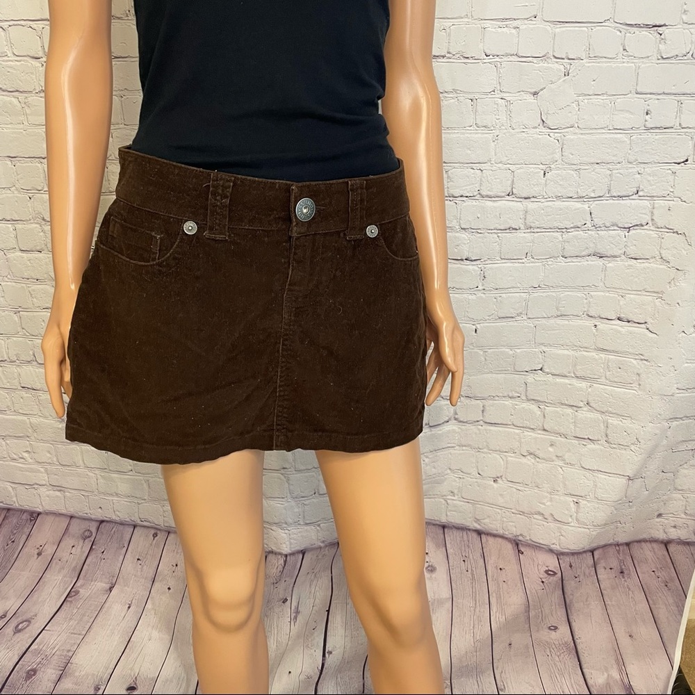 Vintage Guess Brown Suede Feel Mini Skirt size 29